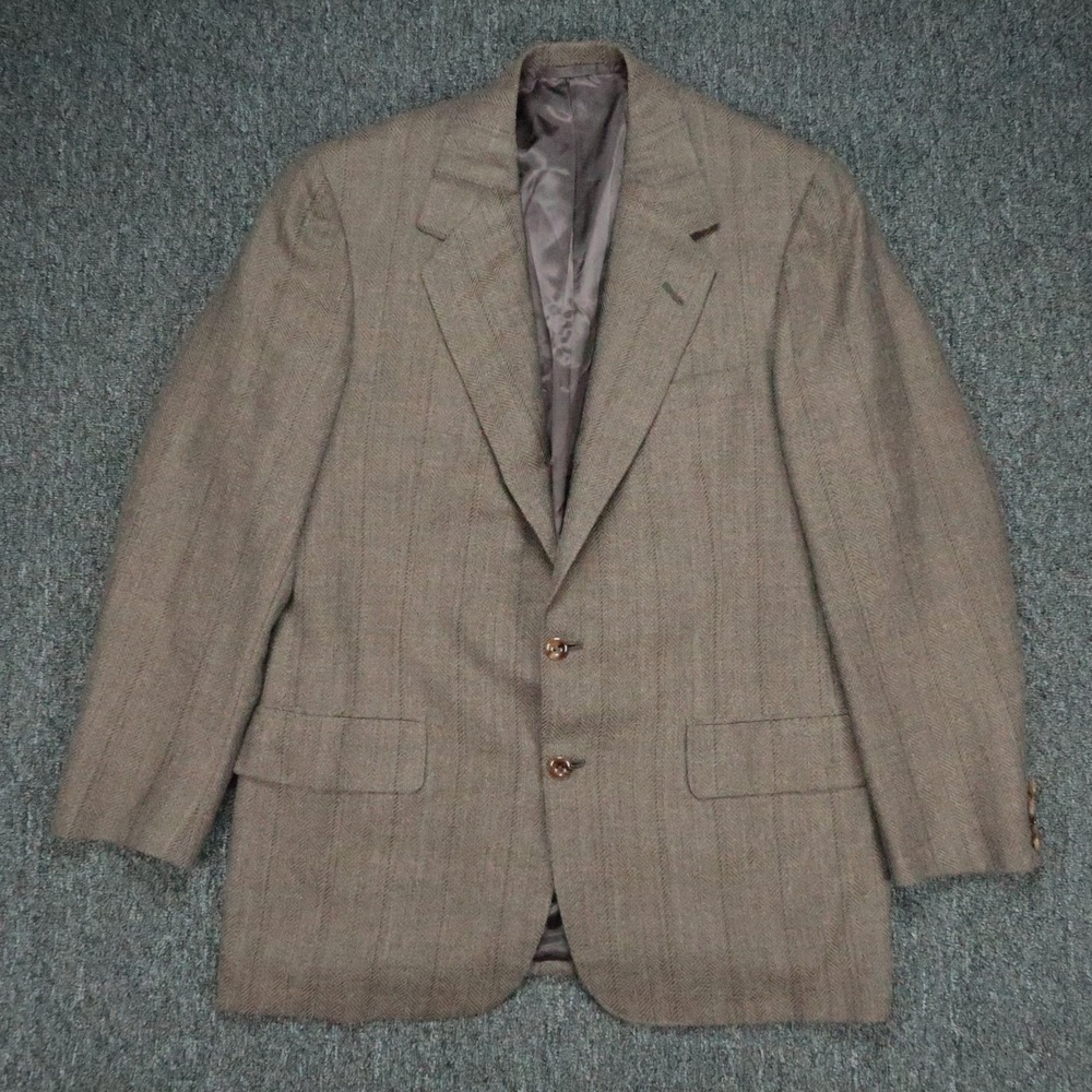 Oxxford Clothes Blazer Mens 40R Brown Manhattan Striped Herringbone Old Money